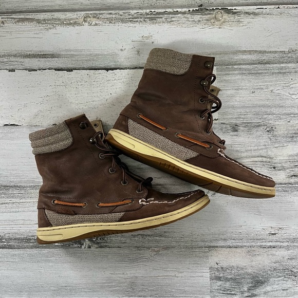 Sperry Women’s Brown Leather Hikerfish Ankle Boots Lace Up Size 8.5 - Picture 6 of 9